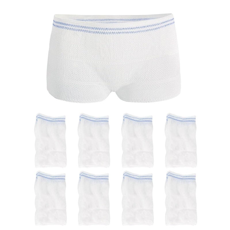 8 Pack Net Knickers, Large Fix Incontinence Pants, Women's High Density Mesh Disposable Pants for Maternity, Daily Travel (White)